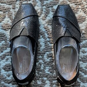 TOMS Black Sparkle Slip-ons